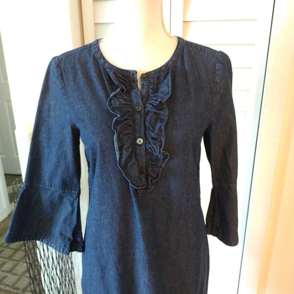 Draper James Blue Ruffle Mini Dress - Picture 3 of 7